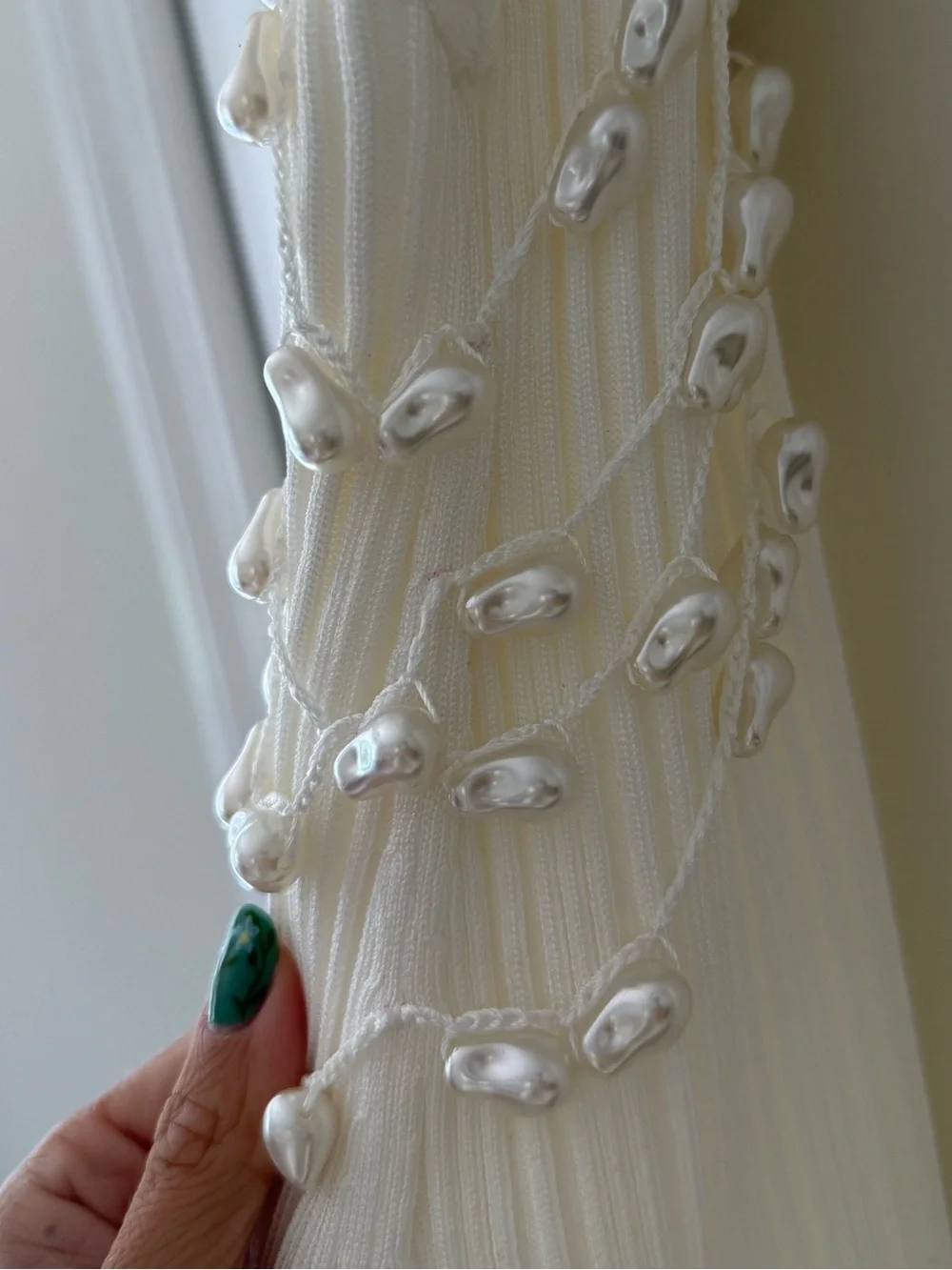 Cult Gaia Oliviana Faux Pearl Adorned Knit Mini Dress Off White - Picture 10 of 15